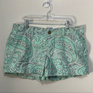 Old Navy Mint paisley shorts green black cream chino shorts SZ 6